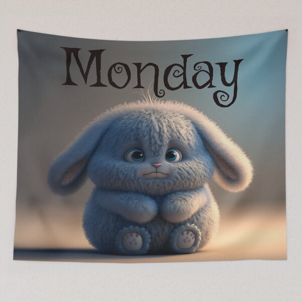 Aperçu de l'œuvre Mondays Bunny - Tout le monde n'aime pas les lundis créée et vendue par TheArtfulAI.