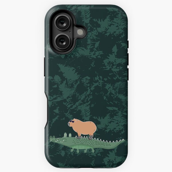 Aperçu de l'œuvre Capybara à cheval sur un crocodile - fond de jungle créée et vendue par Lulupainting.