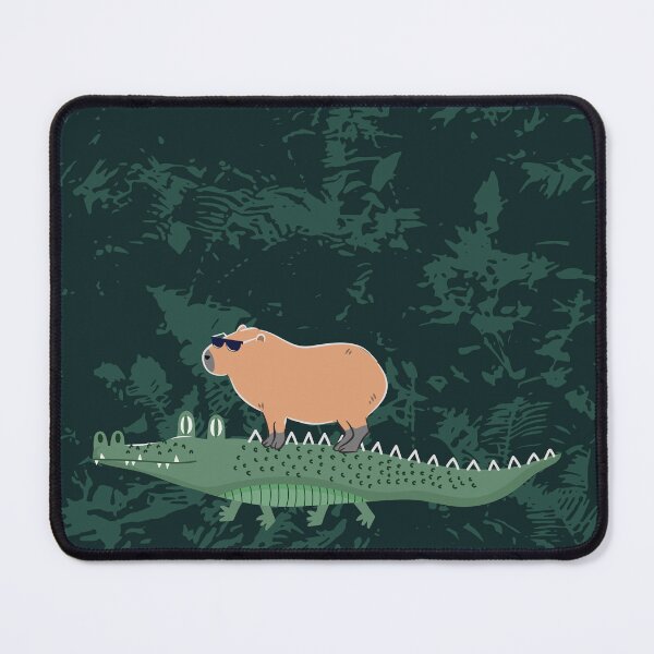Item preview, Capybara riding on a crocodile - jungle background designed and sold by Lulupainting.