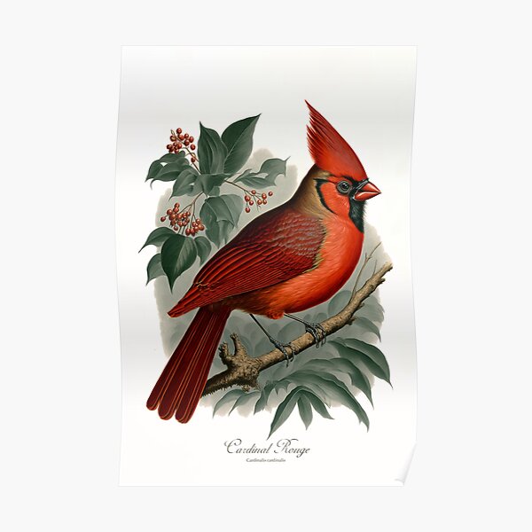 Blue Jay Bird Hugging Northern Cardinal Poster by alwe-designs