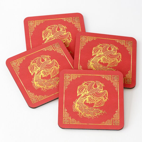 Item preview, Golden Phoenix  Feng Shui Symbol on Faux Leather designed and sold by k9printart.