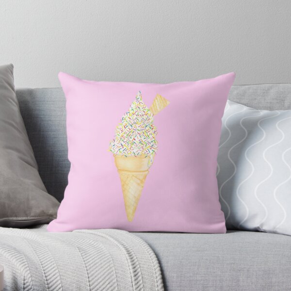 Soft Serve with Sprinkles - Pink Throw Pillow