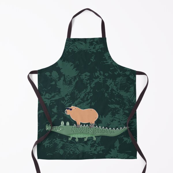 Item preview, Capybara riding on a crocodile - jungle background designed and sold by Lulupainting.