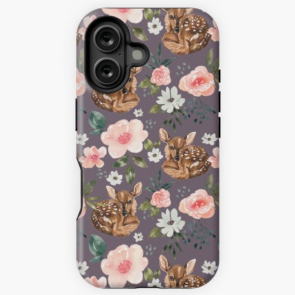Vista previa del artículo con la obra «Acuarela Fawn Floral en púrpura, colección Vintage Spring», diseñado y vendido por cateandrainn.