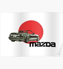 Mazda Miata Red Sun Poster