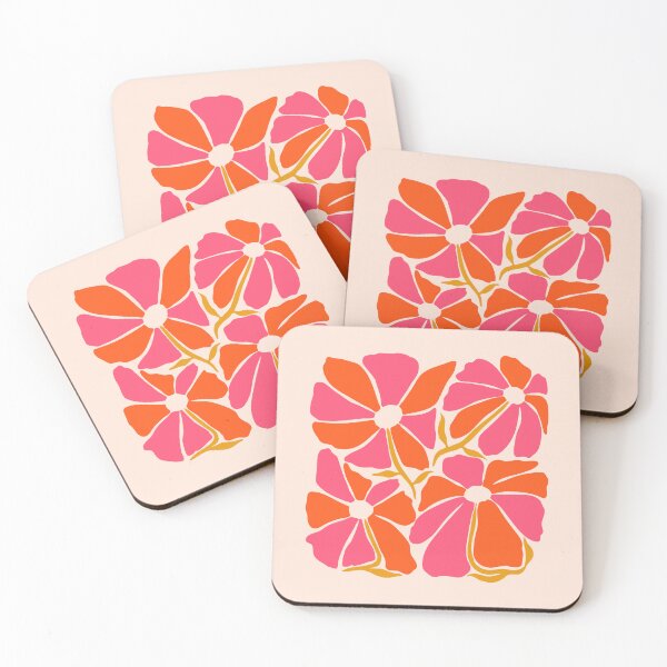 Item preview, Oversized Orange and Pink Abstract Modern Flowers designed and sold by EliveraDesigns.