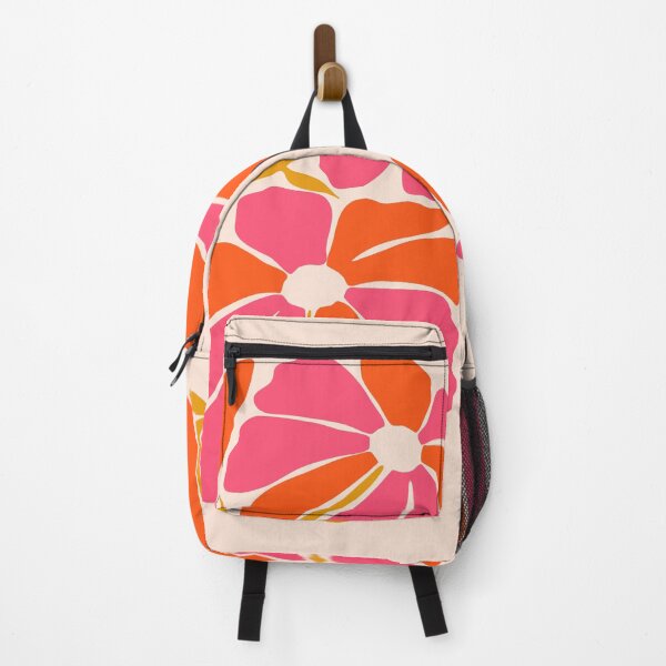 Item preview, Oversized Orange and Pink Abstract Modern Flowers designed and sold by EliveraDesigns.