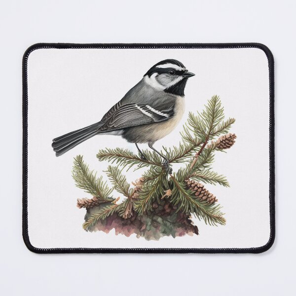 Item preview, Mountain Chickadee in the Pines Antique Style Print  designed and sold by UncannyCanvas.