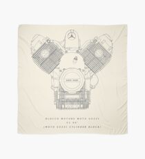 Original technical drawing, Moto Guzzi engine poster, blocco motore, classic motorbike cylinder block, for garage decor, cafe racer, scrambler, harley davidson, bmw Scarf