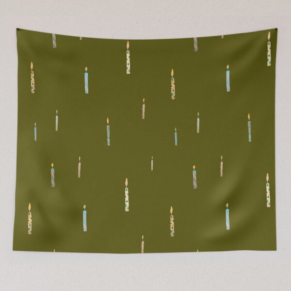 Item preview, Candle colors birthday cute pattern a watercolor green designed and sold by Yana Mustafina | Boho Soulful Designs.