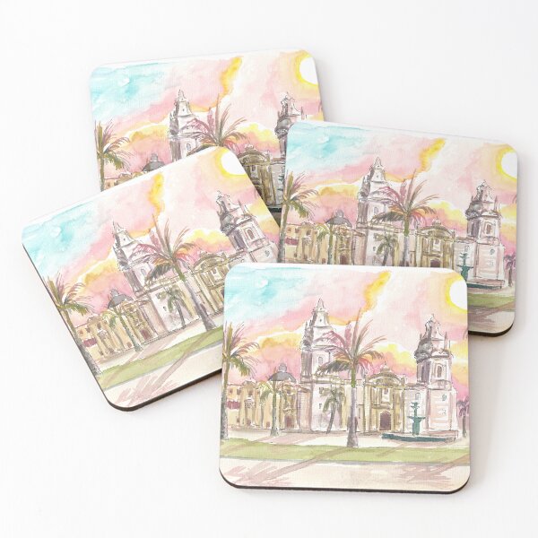 Item preview,  Lima Peru Watercolor Cityscape with Plaza Mayor designed and sold by artshop77.