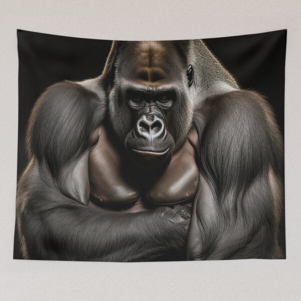 Item preview, Retrato de un poderoso gorila de espalda plateada designed and sold by RK - Shop.