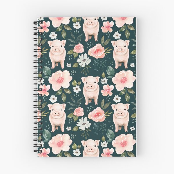 Item preview, Watercolor Piglet Floral on Emerald Green, Vintage Spring Collection designed and sold by cateandrainn.