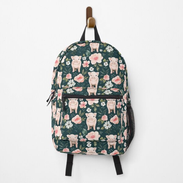 Vista previa del artículo con la obra «Acuarela Piglet floral en verde esmeralda, colección Vintage Spring», diseñado y vendido por cateandrainn.