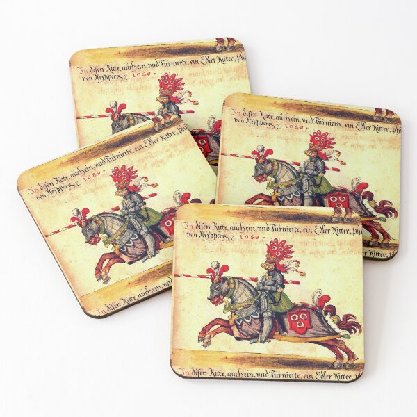 Item preview, MEDIEVAL KNIGHT OF THE NEIPPBERG HORSEBACK WITH LANCE AND RED WHITE FEATHERS designed and sold by BulganLumini.
