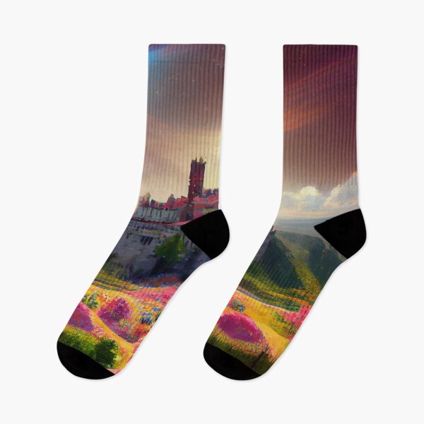 Item preview, a painting of a castle in the middle of a field designed and sold by DesignAtYO.