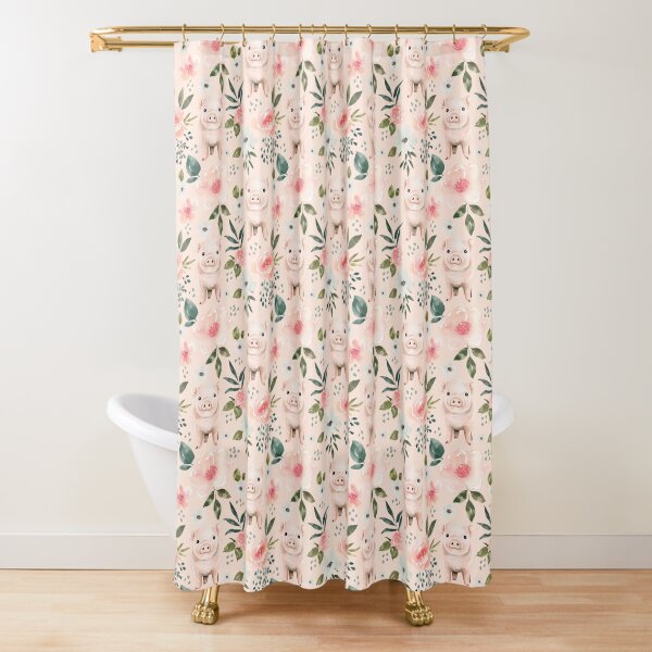 Vista previa del artículo con la obra «Acuarela Piglet Floral en Blush Pink, Vintage Spring Collection», diseñado y vendido por cateandrainn.