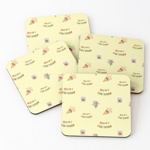 Item preview, Birthday confetti sketch cute pattern a watercolor yellow designed and sold by Yana Mustafina | Boho Soulful Designs.
