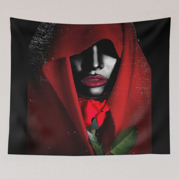 Item preview, mujer con rosa roja y capucha designed and sold by Hornets-Nest.