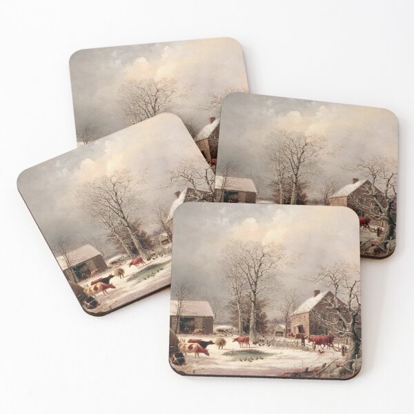 Item preview, Winter scenery -  Farmyard in Winter by George Henry Durrie  designed and sold by AR-shop.