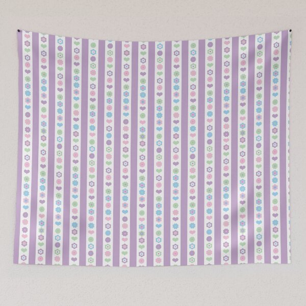 Item preview, RETRO SCANDINAVIAN FLORAL STRIPES PURPLE designed and sold by blomastudios.