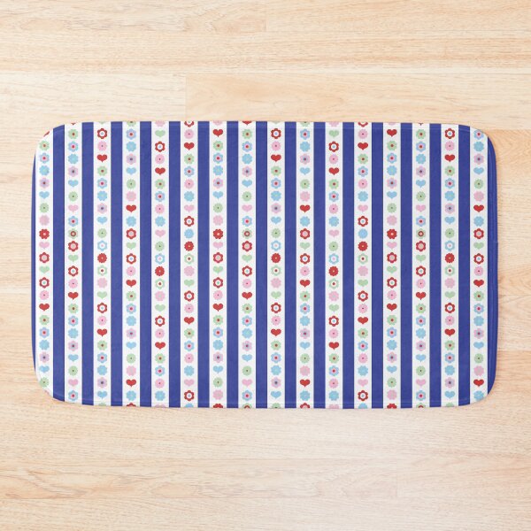 Item preview, RETRO SCANDINAVIAN FLORAL STRIPES BLUE designed and sold by blomastudios.