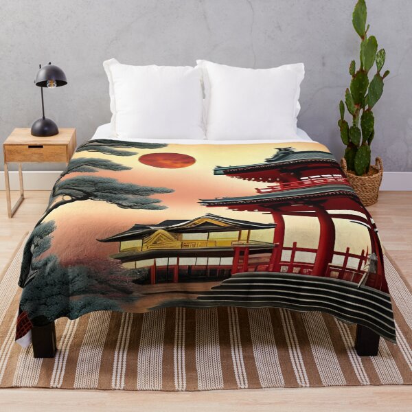 Item preview, Templo japonés al atardecer generado por inteligencia artificial designed and sold by megadrina.