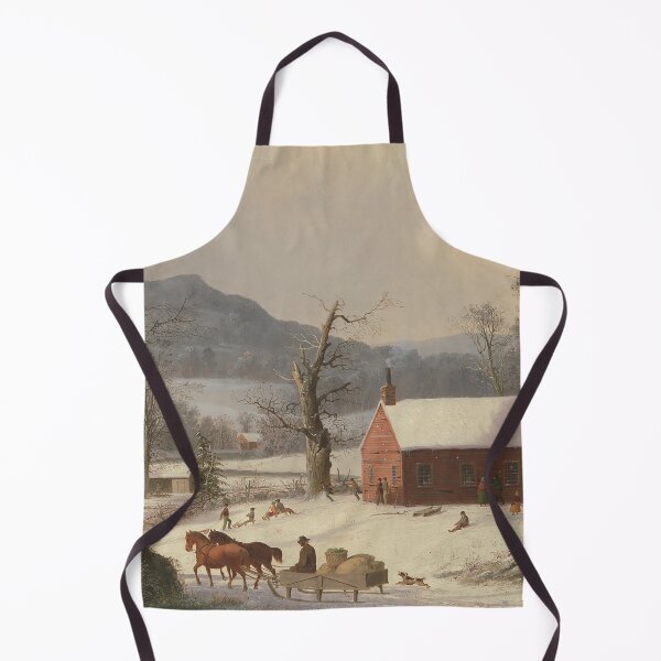 Item preview, Winter scenery - Red Schoolhouse (Country Scene) by George Henry Durrie designed and sold by AR-shop.