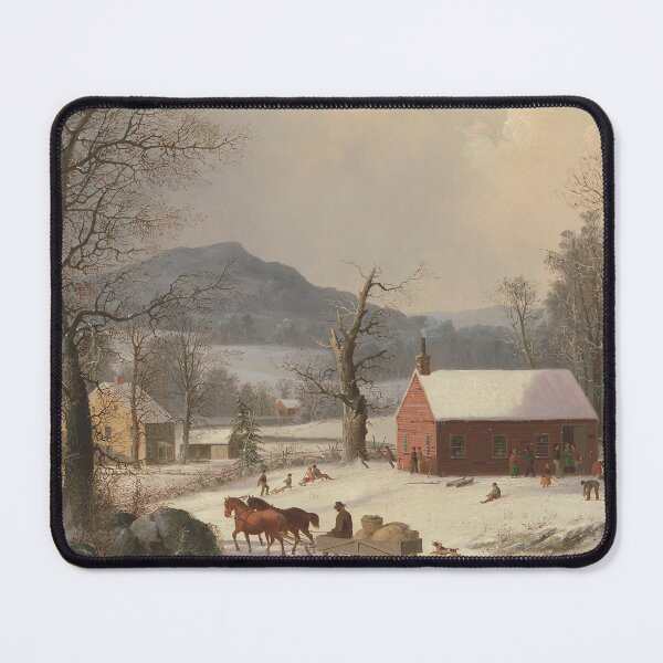 Item preview, Winter scenery - Red Schoolhouse (Country Scene) by George Henry Durrie designed and sold by AR-shop.