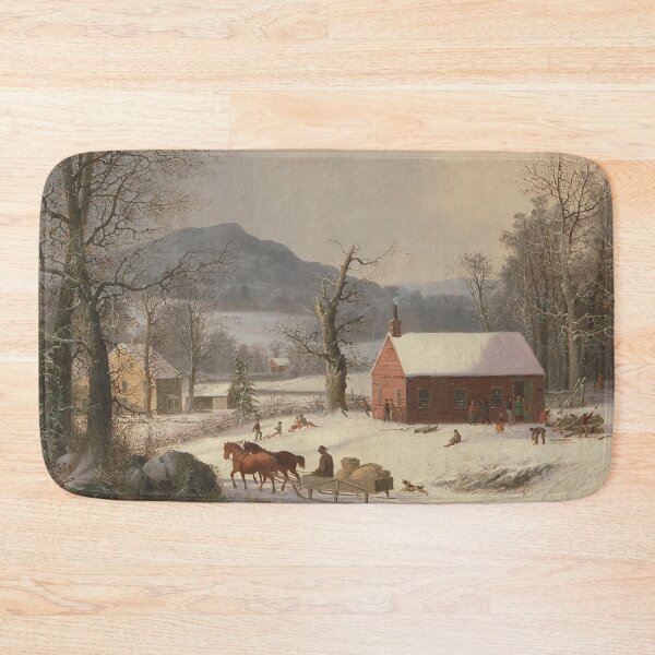 Item preview, Winter scenery -  Red Schoolhouse (Country Scene) by George Henry Durrie  designed and sold by AR-shop.
