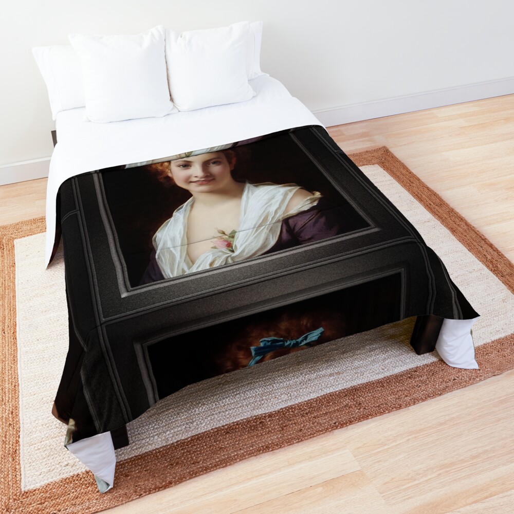 Young Lady With Blue Bow Remastered Xzendor7 Classical Art Old Masters Reproductions Comforter