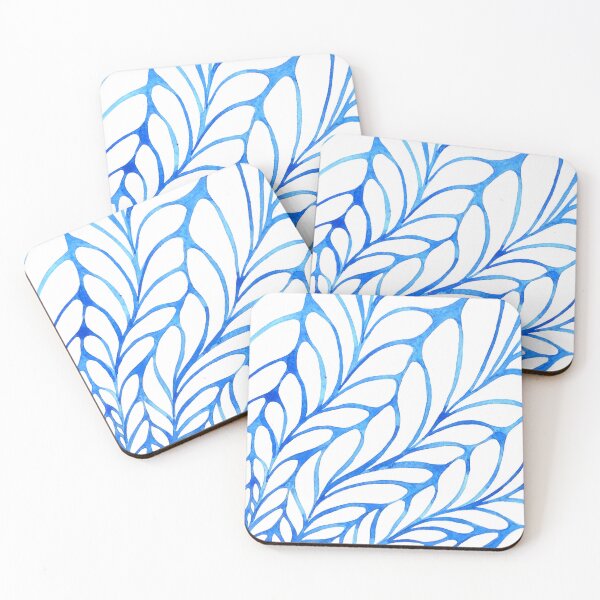 Item preview, Abstract Leaves Blue designed and sold by Cobalt Blue Watercolors.