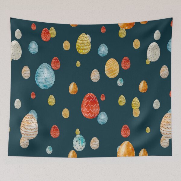 Item preview, Egg textured Easter ornate pattern a watercolor blue designed and sold by Yana Mustafina | Boho Soulful Designs.