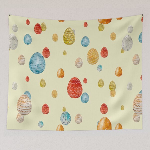 Item preview, Egg textured Easter ornate pattern a watercolor yellow designed and sold by Yana Mustafina | Boho Soulful Designs.
