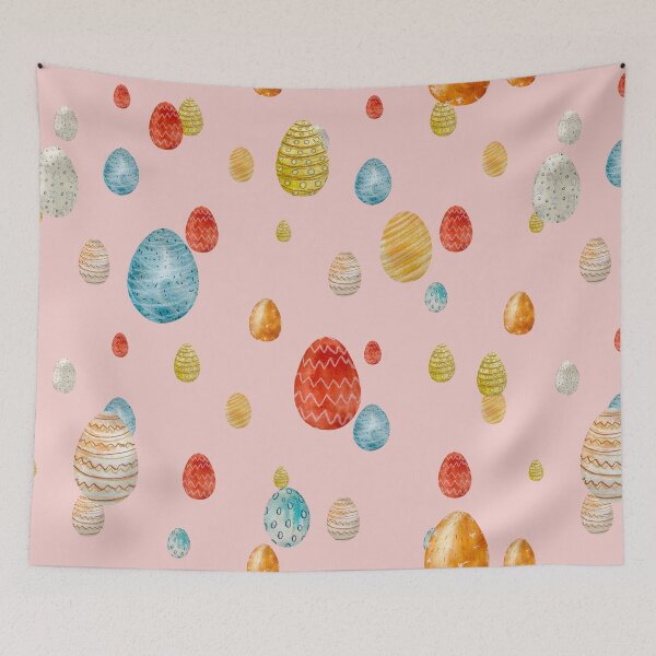 Item preview, Egg textured Easter ornate pattern a watercolor pink designed and sold by Yana Mustafina | Boho Soulful Designs.