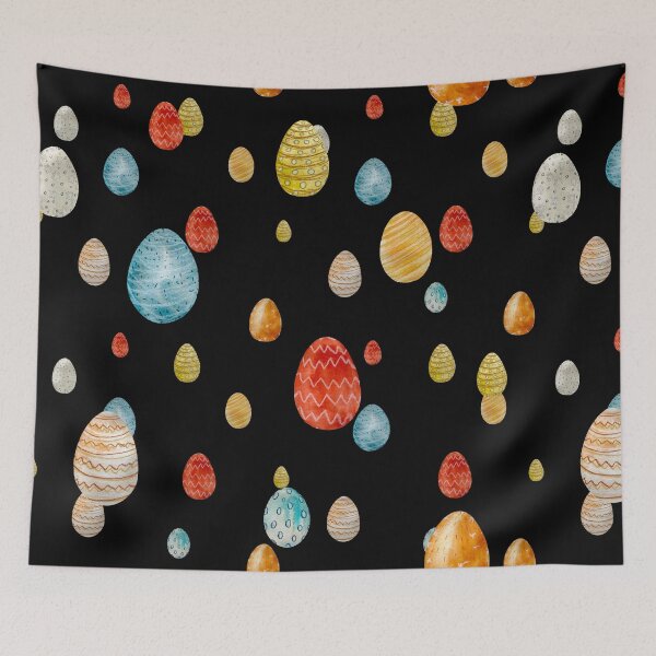 Item preview, Egg textured Easter ornate pattern a watercolor black designed and sold by Yana Mustafina | Boho Soulful Designs.