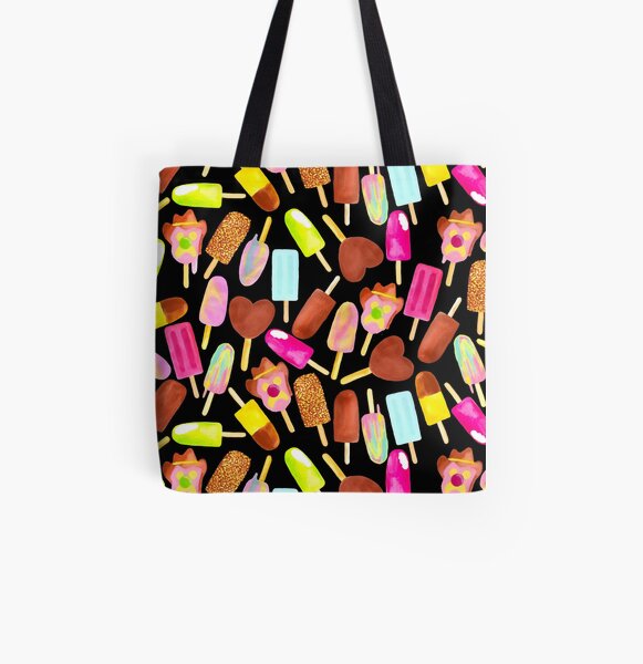 Aussie Ice Creams - Scatter - Black All Over Print Tote Bag