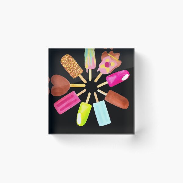 Aussie Ice Creams | Scatter | Black Acrylic Block