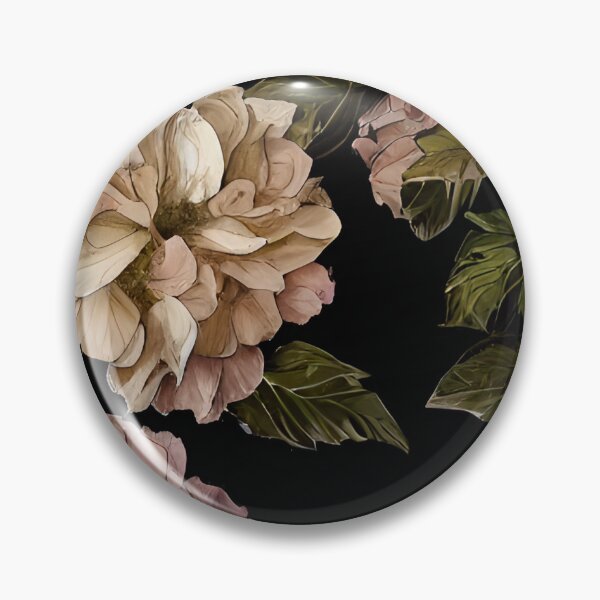 Item preview, Vintage retro botanical watercolor flowers pattern on black background designed and sold by Artsareus.