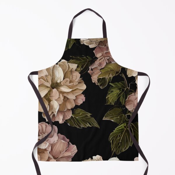 Item preview, Vintage retro botanical watercolor flowers pattern on black background designed and sold by Artsareus.