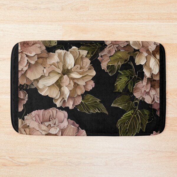 Item preview, Vintage retro botanical watercolor flowers pattern on black background designed and sold by Artsareus.