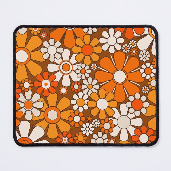 Item preview, Retro Garden Flowers Groovy Floral Cheerful 60s 70s Pattern in 1970s Orange Brown Beige designed and sold by kierkegaard.