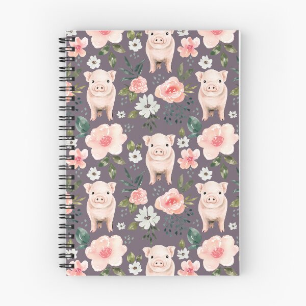 Item preview, Watercolor Piglet Floral on Purple, Vintage Spring Collection designed and sold by cateandrainn.