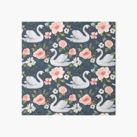 Vista previa del artículo con la obra «Cisne de acuarela floral en azul, colección de primavera vintage», diseñado y vendido por cateandrainn.