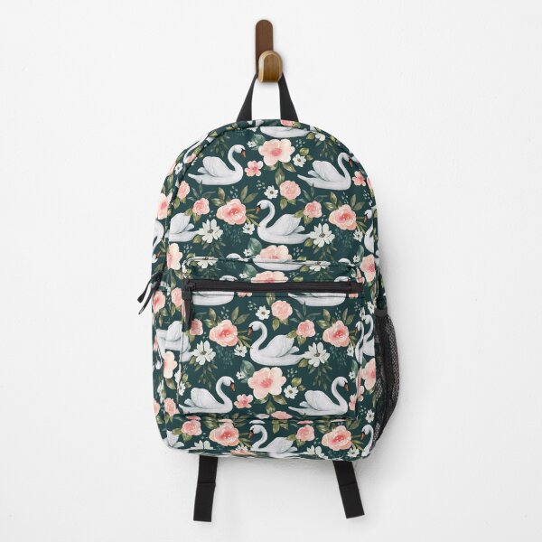 Vista previa del artículo con la obra «Acuarela cisne floral en verde esmeralda, colección Vintage Spring», diseñado y vendido por cateandrainn.