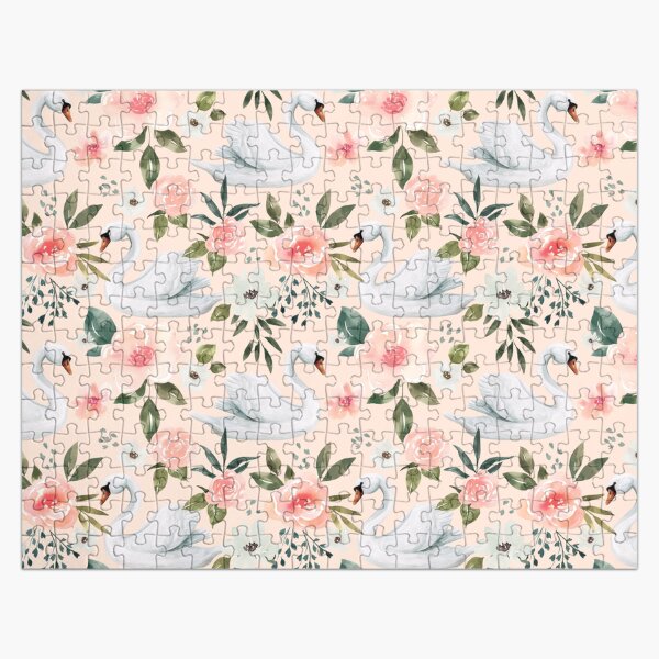 Vista previa del artículo con la obra «Acuarela Cisne Floral en Blush Pink, Vintage Spring Collection», diseñado y vendido por cateandrainn.