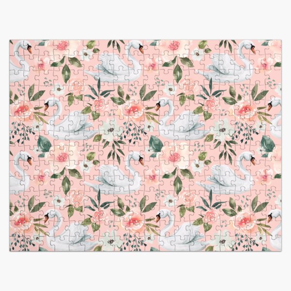 Vista previa del artículo con la obra «Cisne de acuarela floral en rosa, colección de primavera vintage», diseñado y vendido por cateandrainn.