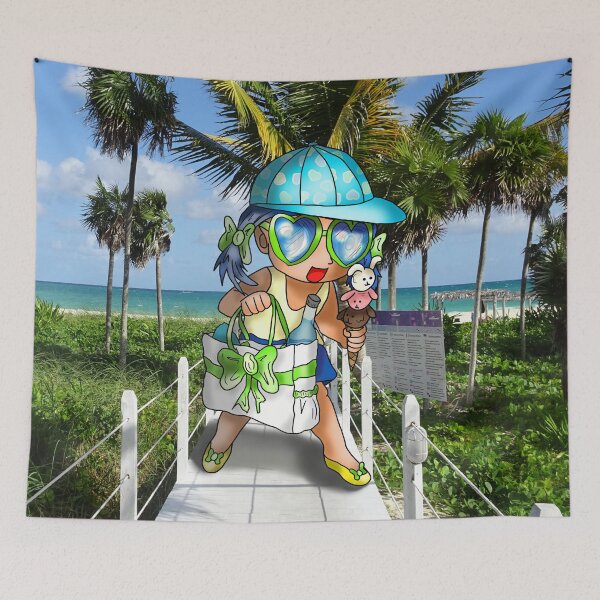 Item preview, cute girl on a cuban beach designed and sold by CuisineCat.