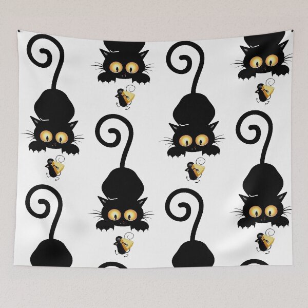 Item preview, id10 funny black cat and mouse, yelow eyes, funny animals , quality, original, domestic production and made of natural materials designed and sold by bcbutika.