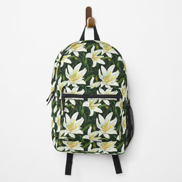 Item preview, White lilies watercolor painting with green leaves pattern designed and sold by patterncrow.